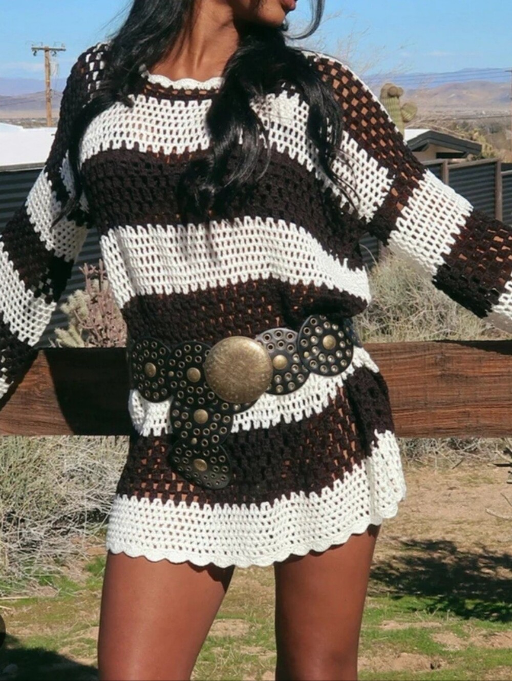 Show Me Your Mumu Paula Cruise Stripe Crochet Swim Pullover XS